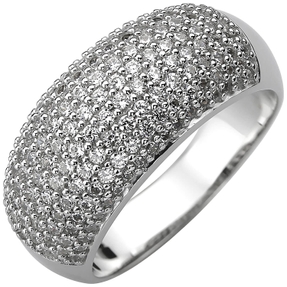 Pavé Ring 11mm breit aus 925 Silber 158 Zirkonia weiß Fingerring Fingerschmuck