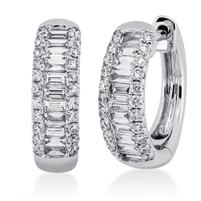 Creolen aus 750 Gold Weißgold 64 Diamanten 0,7ct TW-SI 14,5x4,2mm