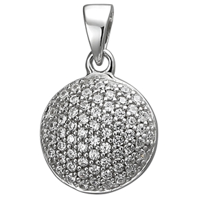 Pavé Anhänger rund Ø10,7mm 925 Silber mit 66 Zirkonia Silberanhänger Halsschmuck