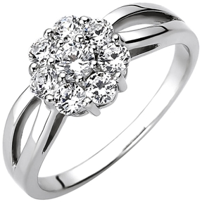 Illusion Ring aus 925 Silber 8 weiße Zirkonia Fingerring Fingerschmuck Damen