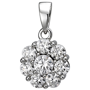 Illusion Charm 925 Sterling Silver With Eight Cubic Zirconia Silver Charm Necklace Women Illusion Charm 925 Sterling Silver With Eight Cubic Zirconia Silver Charm Necklace Women