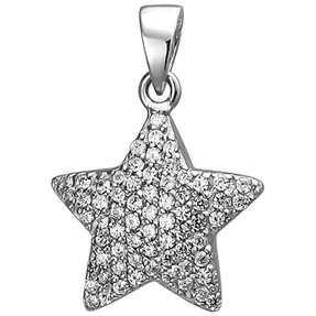 Anhänger Stern aus 925 Silber mit 67 weißen Zirkonia Halsschmuck Damen