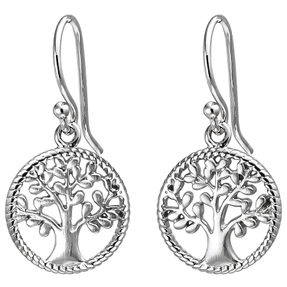 Ohrhänger Baum aus 925 Silber Ohrringe Ohrhaken Ohrschmuck teilmattiert