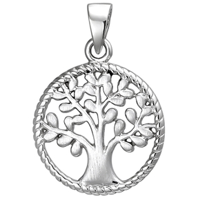 Anhänger Baum aus 925 Silber Silberanhänger Halsschmuck teilmattiert rhodiniert