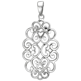 Anhänger aus 925 Silber mit Ornament aus Herzen Halsschmuck rhodiniert