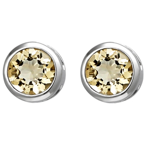 Solitär Ohrstecker aus 925 Silber Citrin gelb-orange rund Ohrringe Ohrschmuck