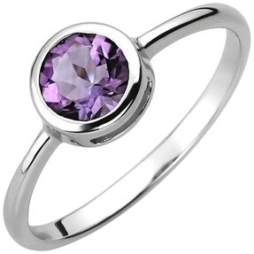 Solitär Ring aus 925 Silber Amethyst violett lila rund Fingerring Edelsteinring Solitär Ring aus 925 Silber Amethyst violett lila rund Fingerring Edelsteinring