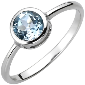 Solitär Ring aus 925 Silber mit Blautopas Topas blau hellblau rund Edelsteinring Solitär Ring aus 925 Silber mit Blautopas Topas blau hellblau rund Edelsteinring
