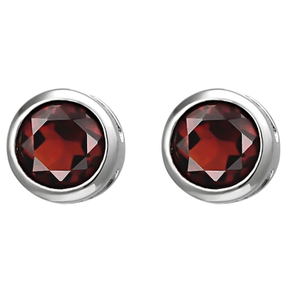 Solitär Ohrstecker aus 925 Silber Granat rot weinrot rund Ohrringe Ohrschmuck