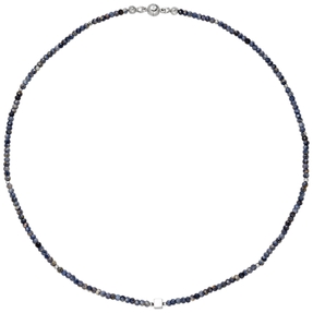 Halskette Kette mit Safir-Rondell und Hämatin 43cm Edelsteinkette blau-violett