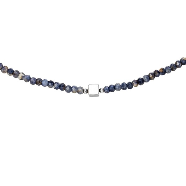 Halskette mit Safir-Rondell und Hämatin 43cm