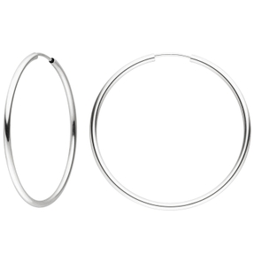 Paar Creolen 39,2x1,7mm aus 925 Silber Ohrringe rund glänzend rhodiniert Damen Paar Creolen 39,2x1,7mm aus 925 Silber Ohrringe rund glänzend rhodiniert Damen