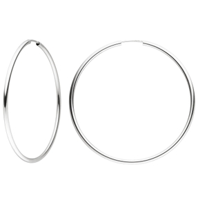 Paar Creolen 48x1,8mm aus 925 Silber Ohrringe rund glänzend rhodiniert Damen Paar Creolen 48x1,8mm aus 925 Silber Ohrringe rund glänzend rhodiniert Damen