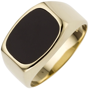 Herren Ring aus 585 Gold Gelbgold mit Onyx schwarz flach B: 12,2mm Herren Ring aus 585 Gold Gelbgold mit Onyx schwarz flach B: 12,2mm