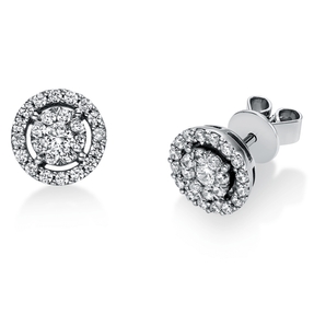 Ohrstecker rund aus 585 Gold Weißgold 50 Diamanten 0,6ct TW-SI Ø8,3mm