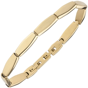 Armband aus Edelstahl gold-farben beschichtet flach teilmattiert 21cm Armschmuck Armband aus Edelstahl gold-farben beschichtet flach teilmattiert 21cm Armschmuck
