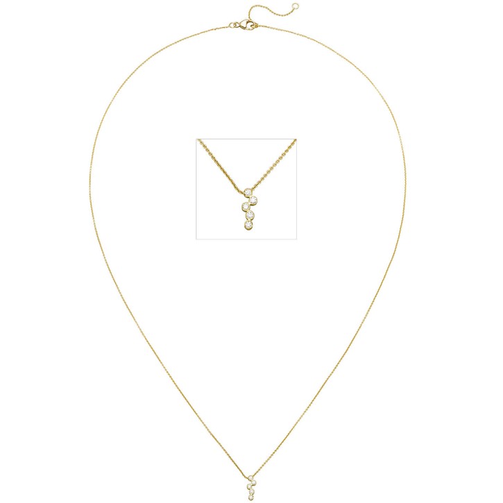 Collier 750 Gelbgold mit 5 Brillanten 0.05 Ct. 45cm
