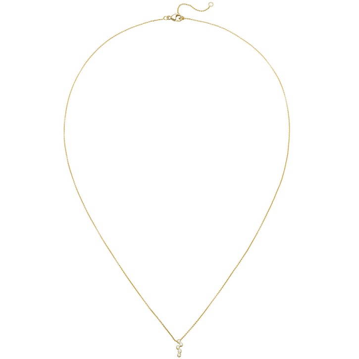 Collier 750 Gelbgold mit 5 Brillanten 0.05 Ct. 45cm