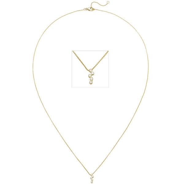 Collier 750 Gelbgold mit 5 Brillanten 0.05 Ct. 45cm