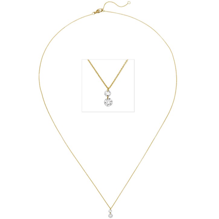 Collier 750 Gelbgold mit 2 Brillanten 0.21 Ct. 45cm