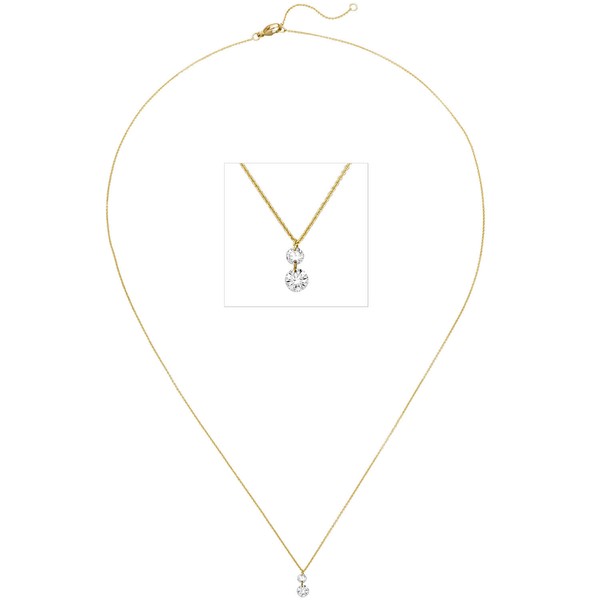 Collier 750 Gelbgold mit 2 Brillanten 0.21 Ct. 45cm