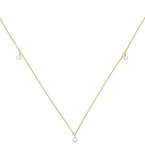 Halskette Collier 750 Gold Gelbgold mit 3 Diamanten Brillanten 0,18 ct. 42-45cm