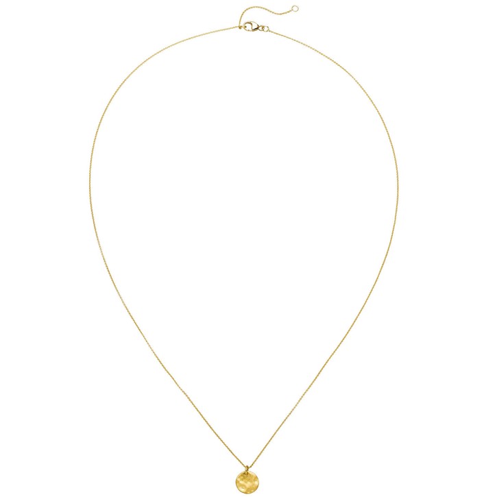 Collier 750 Gelbgold mitt Anhänger gehämert 45cm
