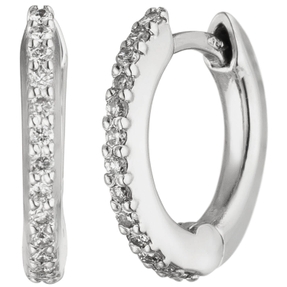 Creolen 12x1,8mm 750 Gold Weißgold mit 26 Diamanten Brillanten 0,13 ct. Ohrringe Creolen 12x1,8mm 750 Gold Weißgold mit 26 Diamanten Brillanten 0,13 ct. Ohrringe