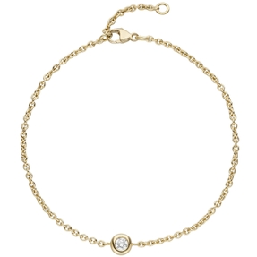 Solitär Armband aus 750 Gold Gelbgold mit Diamant Brillant 0,10ct. 18cm Armkette