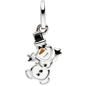 Anhänger Schneemann aus 925 Silber Lackeinlage schwarz weiß Halsschmuck Kinder
