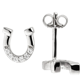 Paar Ohrstecker 8mm Hufeisen aus 925 Silber mit 12 Zirkonia Ohrschmuck Ohrringe