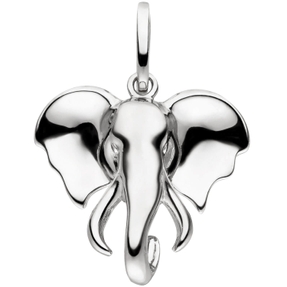 Anhänger Elefant Elefantkopf aus 925 Silber Halschmuck glänzend 21x21mm