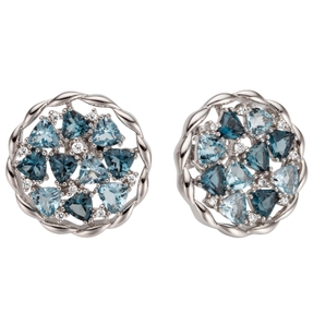 Paar Ohrstecker aus 585 Weißgold 20 Blautopase & 18 Brillanten Ohrschmuck Damen Paar Ohrstecker aus 585 Weißgold 20 Blautopase & 18 Brillanten Ohrschmuck Damen