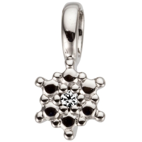Anhänger aus 585 Gold Weißgold Stern mit Diamant Brillant 0,01ct. Halsschmuck