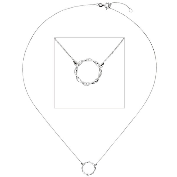 Collier mit Anhänger Kreis 585 Weißgold 42cm