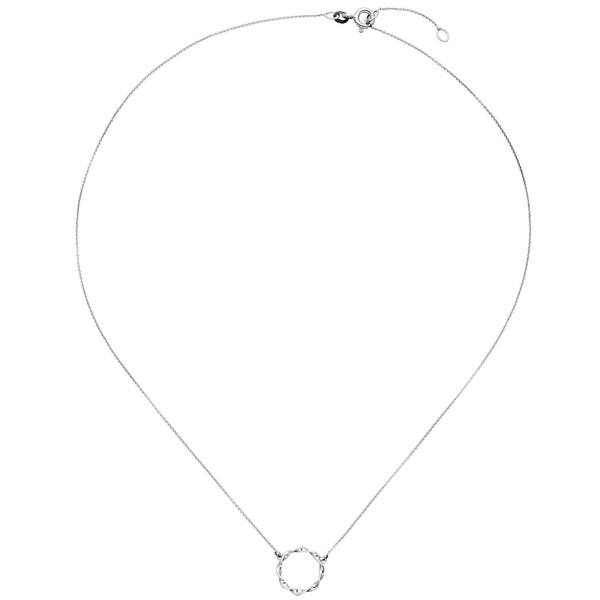 Collier mit Anhänger Kreis 585 Weißgold 42cm