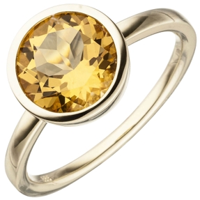Ring aus 585 Gold Gelbgold mit echtem Citrin orange Ø10,6mm Fingerring Damen