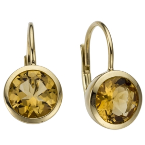 Ohrhänger aus 585 Gold Gelbgold mit echten Citrinen orange Ø8,5mm Ohrringe Damen
