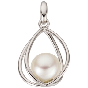 Anhänger aus 585 Gold Weißgold mit Süßwasser Perle weiß Halsschmuck Damen