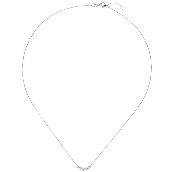 Collier mit Anhänger 585 Weißgold 5 Brillanten 42cm