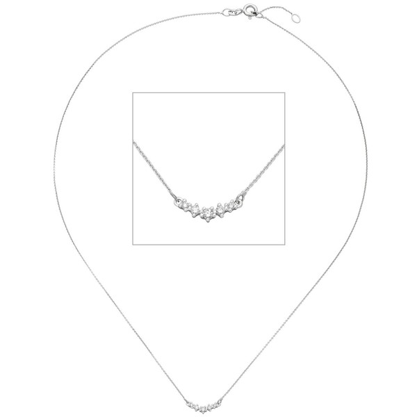 Collier mit Anhänger 585 Weißgold 5 Brillanten 42cm