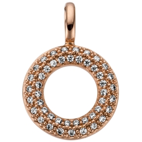 Anhänger Kreis Ø 11,7mm 585 Gold Rotgold mit 46 Diamanten Brillanten 0,15ct.