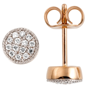 Ohrstecker 585 Gold Rotgold mit 28 Diamanten Brillanten 0,13ct. Ohrringe Damen Ohrstecker 585 Gold Rotgold mit 28 Diamanten Brillanten 0,13ct. Ohrringe Damen