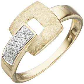Ring aus 585 Gold Gelbgold eismatt 22 Brillanten Fingerring Gürtel-Form Damen Ring aus 585 Gold Gelbgold eismatt 22 Brillanten Fingerring Gürtel-Form Damen
