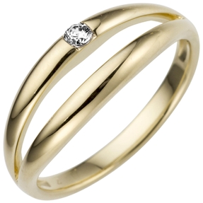 Ring aus 585 Gold Gelbgold mit Diamant Brillant 0,07ct. Fingerring Damen Ring aus 585 Gold Gelbgold mit Diamant Brillant 0,07ct. Fingerring Damen