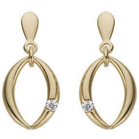 Paar Ohrhänger aus 585 Gold Gelbgold mit Brillanten Hängerstecker Ohrringe oval