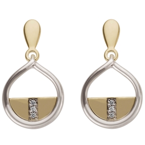 Ohrhänger 585 Gold Gelbgold & Weißgold bicolor 6 Brillanten 0,02ct. Ohrringe