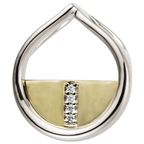 Anhänger aus 585 Gold Gelbgold & Weißgold bicolor mit 4 Brillanten 0,02ct. Damen