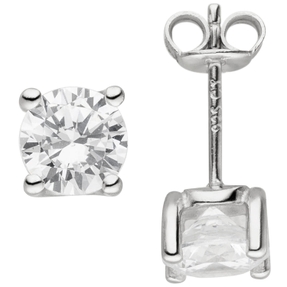 Sölitär Ohrstecker aus 925 Silber mit 2 Zirkonia weiß Ohrringe Ohrschmuck Damen
