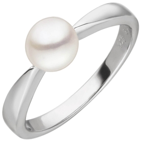 Ring mit Süßwasser Zuchtperle 925 Silber Perlenring Fingerring klassisch Damen